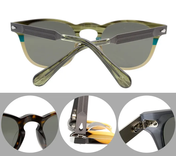 Brand Designer pour hommes Lunettes de soleil Gris Brown Lens Eyeglass Round Femmes Sun Glasses Vintage Handmade Unisexe Eyewear avec verres Box291J
