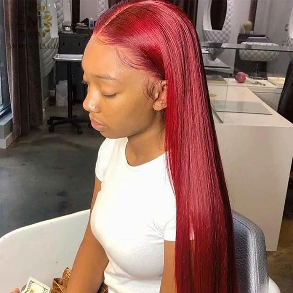 Red Lace Front Human Hair Wigs Red Human Hair Wig 99J T Part Lace Frontal Wig Pre Plucked Full Lace Human Hair Wigs Colored3465065