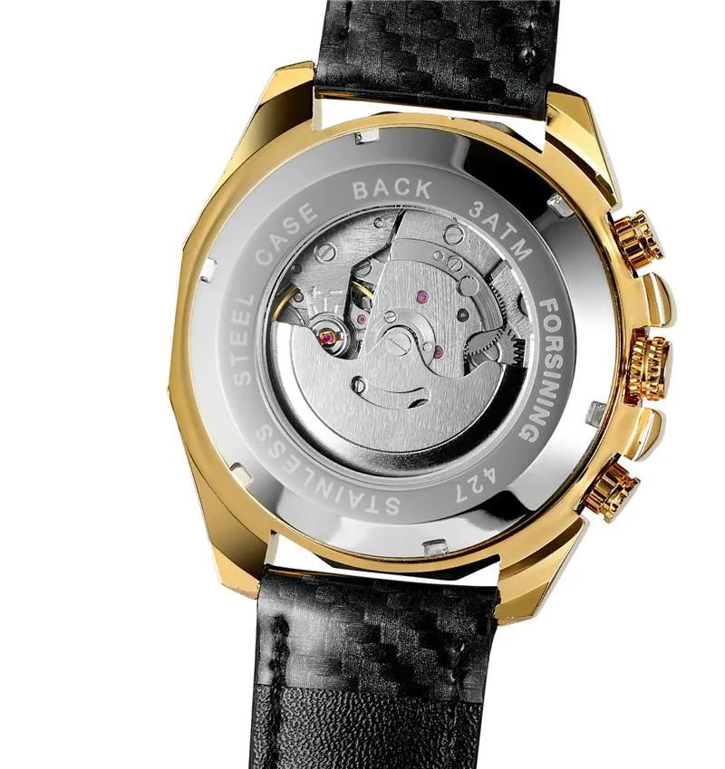 FORSINING автоматические механические мужские наручные часы спортивные мужские часы из натуральной кожи водонепроницаемые мужские часы 03212420