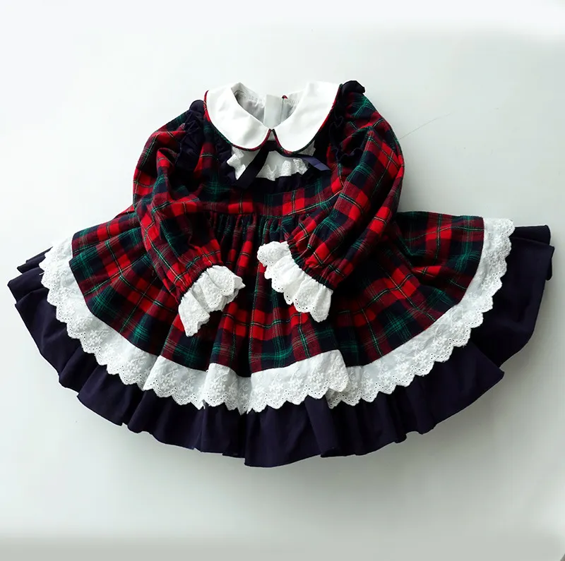 Robe enfants pour filles bébé Lolita robe de soirée pour enfant automne hiver robe de mariée fille robe de bal 2020 Plaid Bow princesse robes4869672