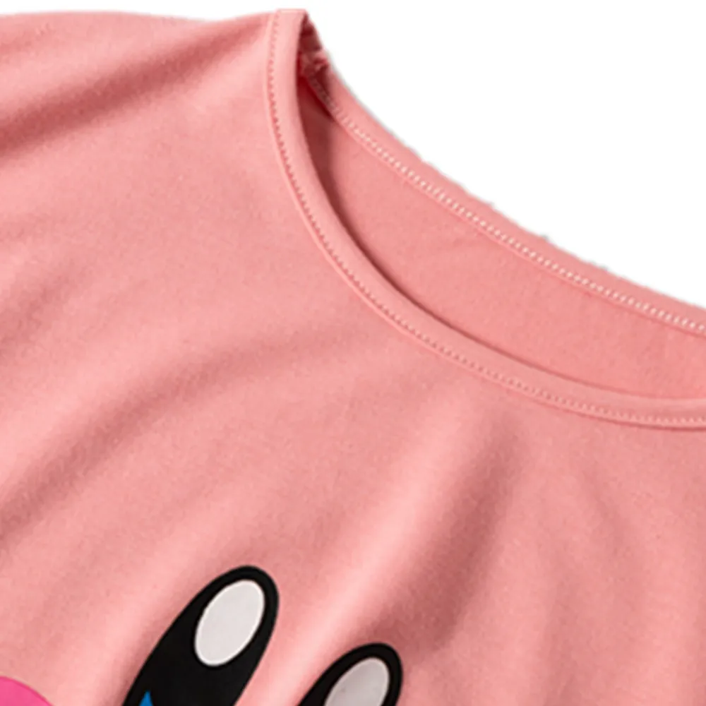 Wxcteam Kirby Tshirt Super Star Kirby x لذيذ Batwing Loose Top Women Girl Summer Homewear Lolita Sweet Summer Dropping T200516