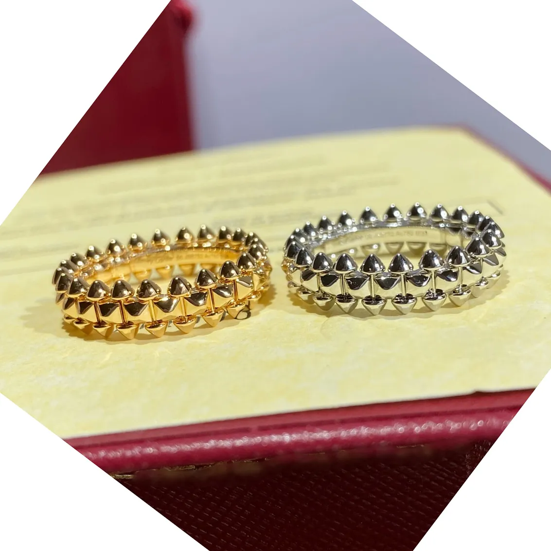 Clash Ring Series 5A Diamonds Luxury Brand Officiella reproduktioner Klassisk stil Toppkvalitet 18 K Gilded Rings Märken Design Exquis304J