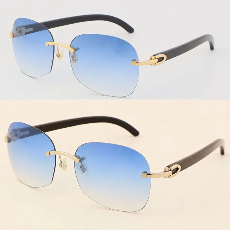Vente de lunettes de soleil sans bord 8100908 blanc véritable corne naturelle Gold Metal Cadre de soleil Fashion Buffalo de haute qualité AC327K