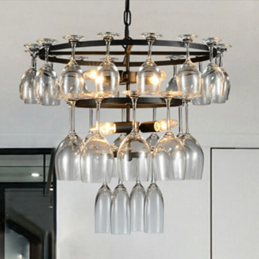 Nuova lampada da soffitto moderna con lampadari in vetro tazza di vino da 28 pezzi la sala da pranzo del bar di casa 216l