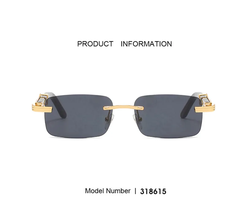 Solglasögon män 318616 Carti Frameless Hand Made Acetate Temple Spring Hinge Business Affairs Anti UV Multi Rectangle Man Online GL3148