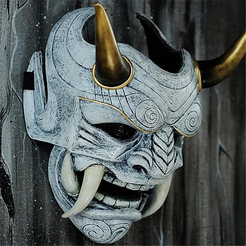 Böse Teufel Dämon Latex Maske halbes Gesicht Japan Hannya Cosplay Party Kostüm Masken Oni Spukhaus Cosplay Kostüm Party Requisiten 20102214x