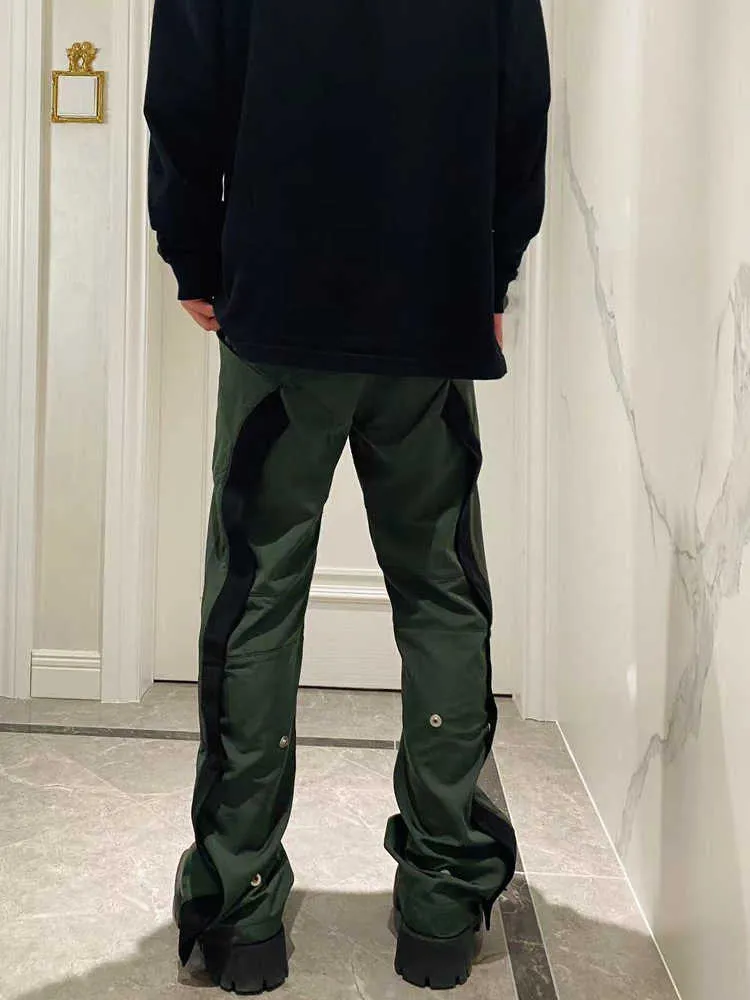 Pantaloni da uomo Kiko kostadinov pantaloni casual sciolti a gamba larga in nylon a gamba larga abbinati a colori sartoriali tridimensionali di nicchia