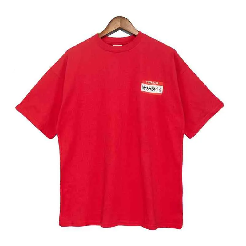 Version Korrekt av Weitemeng saker Red Signature Printing Net Red Samma Herr och Kvinnors Kortärmad T-shirt