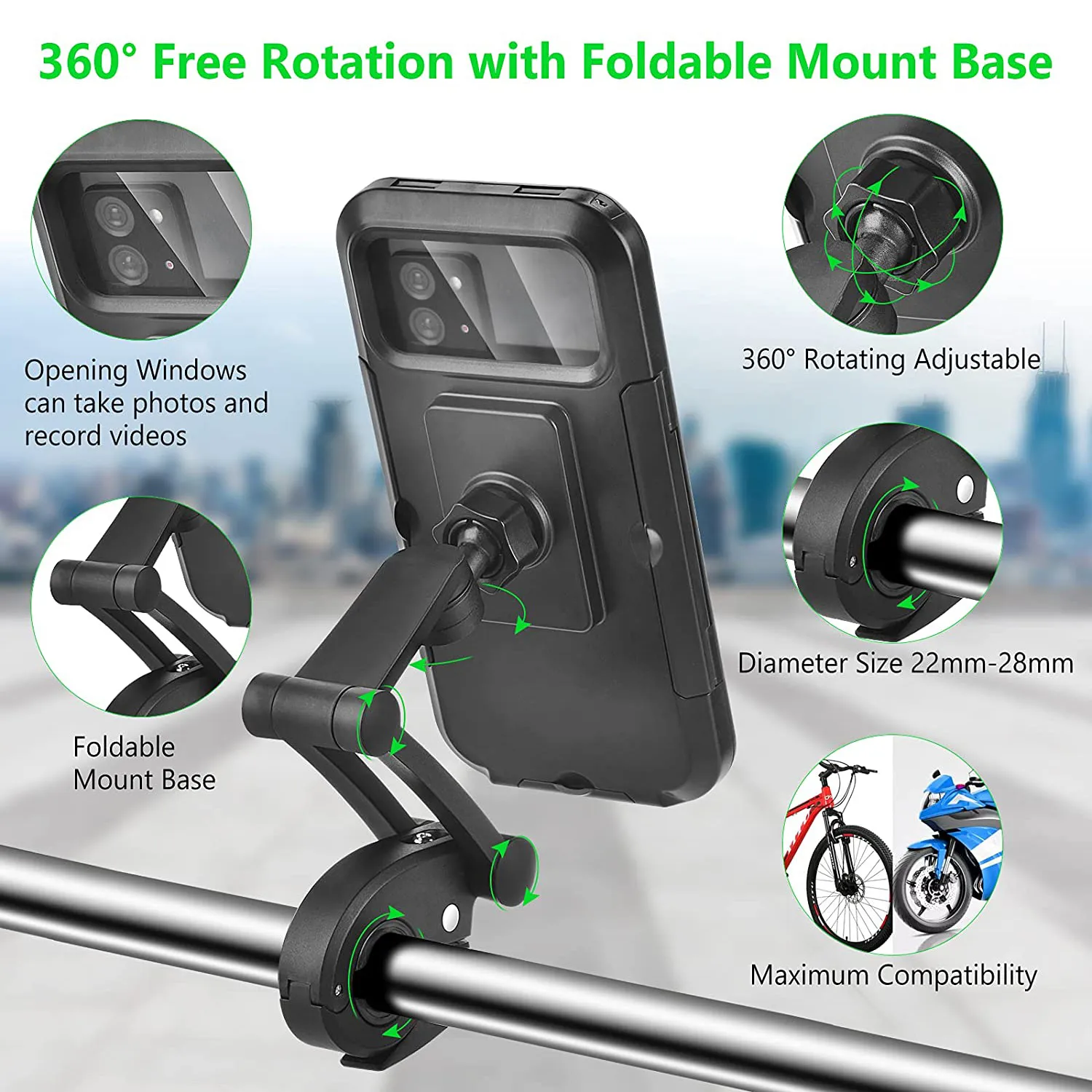 Supporto telefono da bicicletta moto impermeabile regolabile Supporto universale supporto magnete manubrio bici Borsa staffa di montaggio supporto cellulare