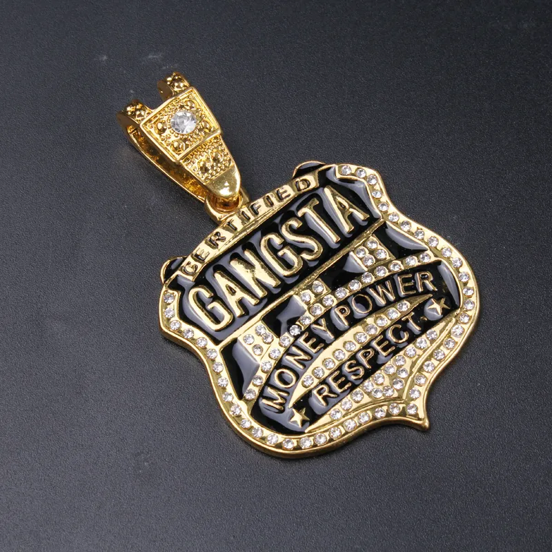 Ciondolo gangster hip-hop ghiacciato 18quot Collana con catena girocollo cubana ghiacciata in zircone pieno di zirconi 2010135570478