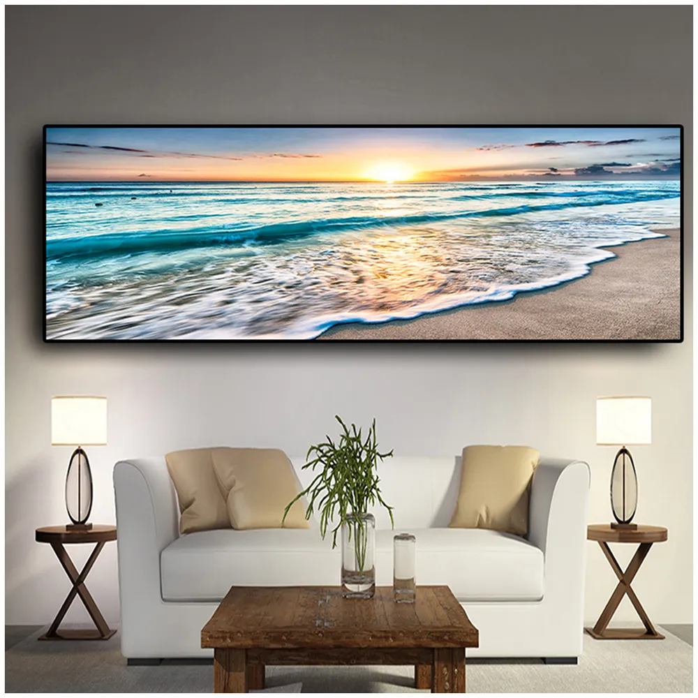 DIY Diamond Embroidery Sunsets Natural Sea Beach 5D Diamond Painting Landscape Mosaic Wall Picture Poster Art Home Decor 201112