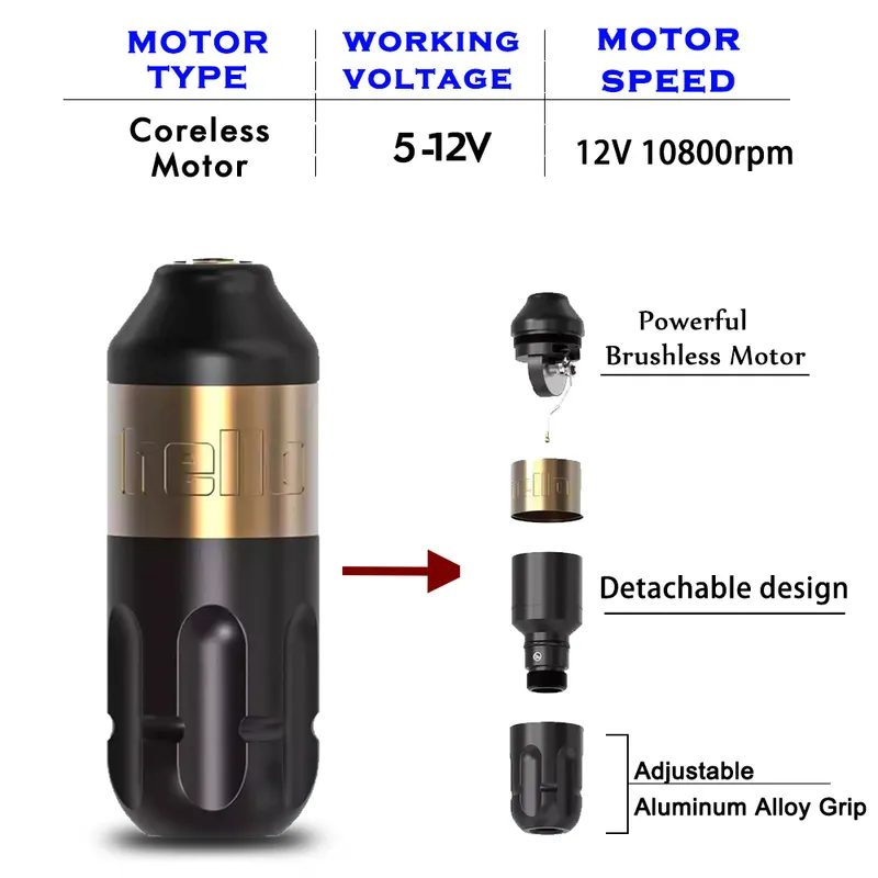 Tätowiermaschine XNET Rotary Pen Leistungsstarker kernloser Motorhub 4 mm für professionelles Permanent Make-up 220829