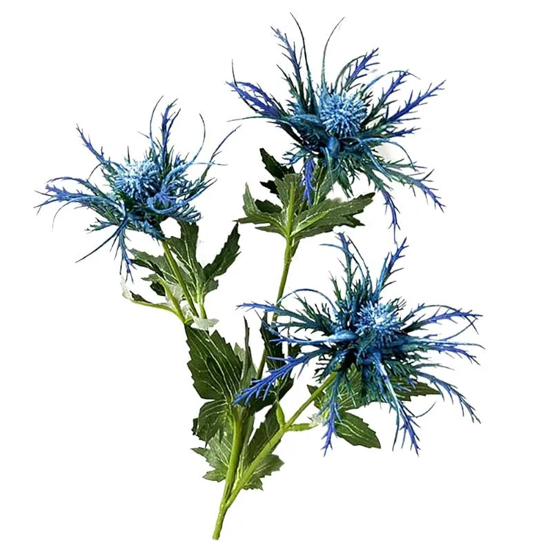 Decorative Flowers & Wreaths Plants Home Decor Artificial Eryngium Thistles Bunch Simulation Plastic Fake Wedding Decors Party Clu211A