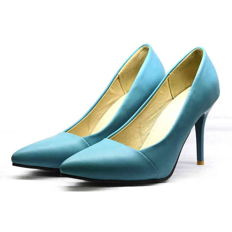 Scarpe eleganti Brand New Sexy Blu Giallo Donna Pompe da sposa Comode Tacchi alti Lady Formal JF16 Plus Big Small Size 45 48 30 220303