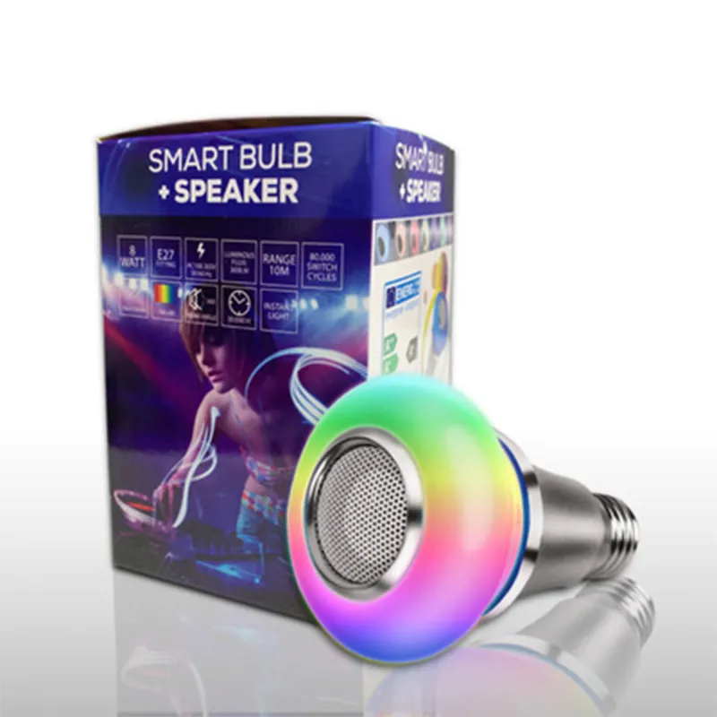Bluetooth -lamp Lichtluidspreker vermenigvuldigen RGB Smart LED LED -lampen Synchrone muziekspeler -app of afstandsbediening E27 8W 12W237Z