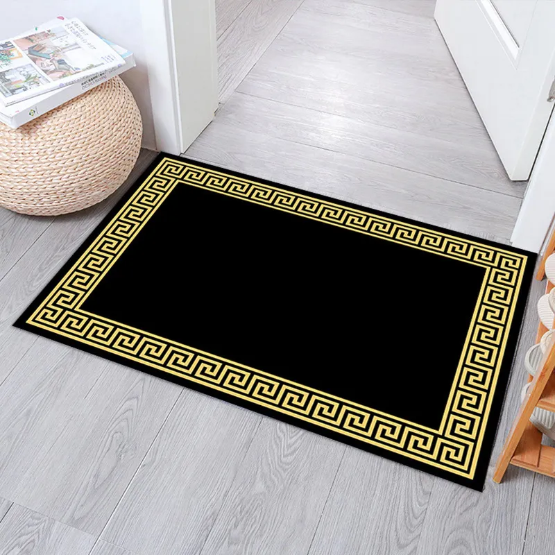 Carpet Living Room Modern Black Yellow Geometric Bedroom Bedside Rug Home Hallway Runner Kitchen Bath Floor Door Mat 220301