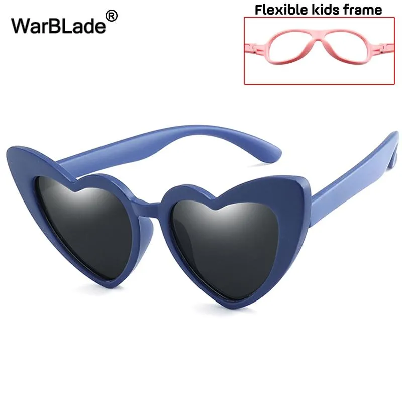 Warblade Kids الأطفال مستقطب النظارات الشمسية الموضة على شكل قلب الأولاد Girls Sun Glases UV400 Baby مرنة إطار السلامة النظارات 1717