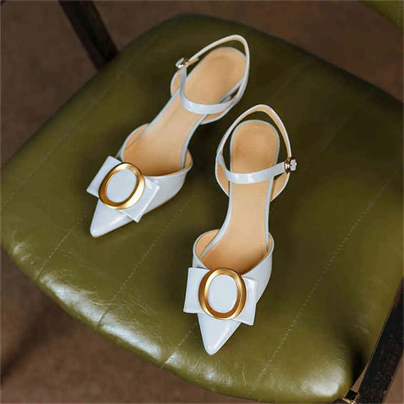 Women's lederen schoenen enkelband dunne hoge hakken metalen decoratie riem gesp 2 9