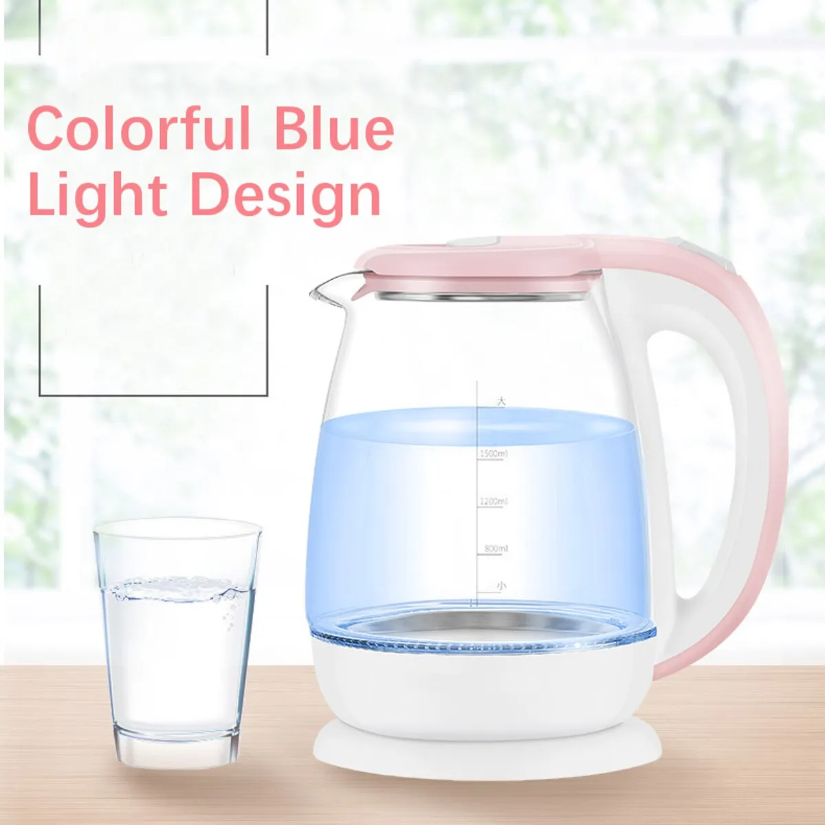 الوردي 1 8L الزجاج الأوتوماتيكي غلاية المياه الكهربائية 1500W سخان الماء الغلي