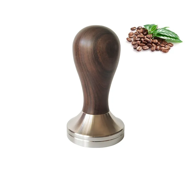 Base de aço inoxidável 304 chacate preto punho de madeira martelo de pó de café 51mm acessórios de café personalizados c1030345z