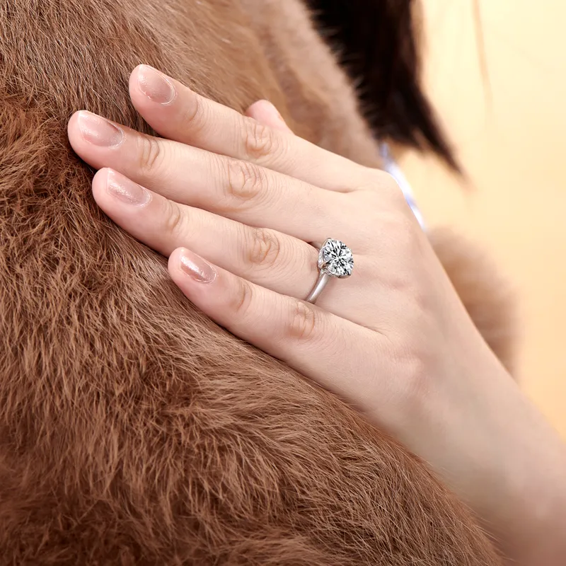 LESF 925 серебро для женщин Обручальные кольца с обручальным кольцом Улучшенный синтетический алмаз белый золотой 4 CT круглая среза премиум серебр J0112