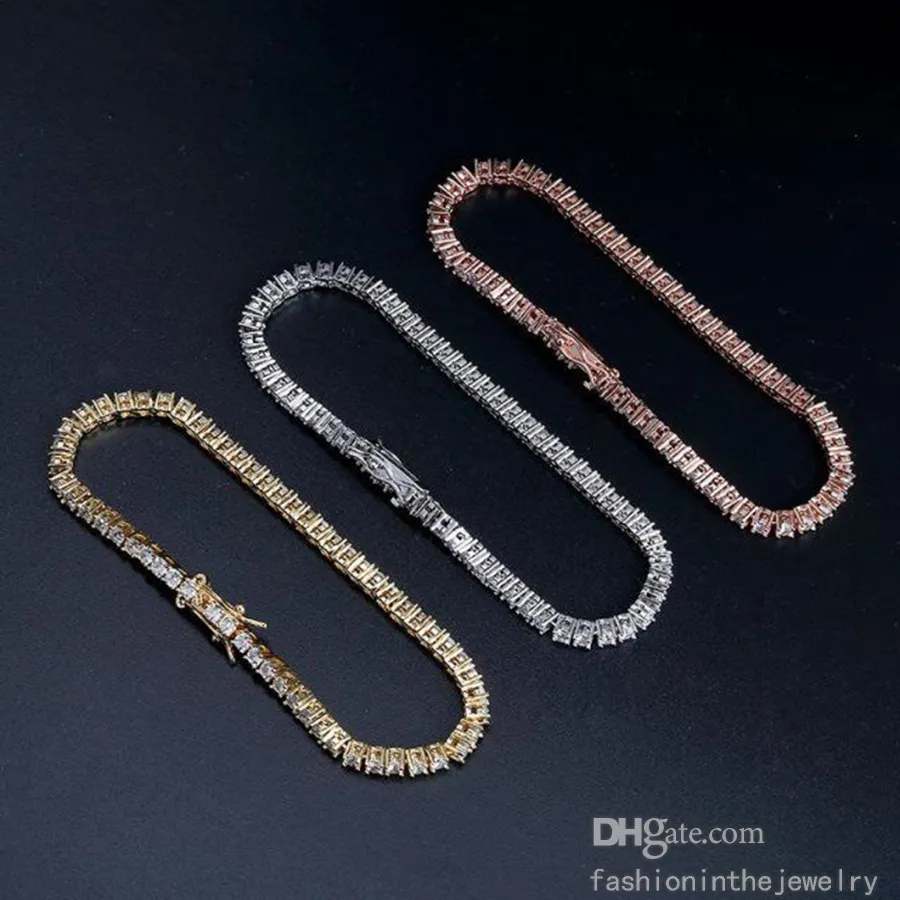 Tennis Designer Bracelet diamant luxe bijoux cadeau 3 4 5 6 mm 7 8 pouces mode moissanite bracelets en or blanc pour hommes adultes hip256n