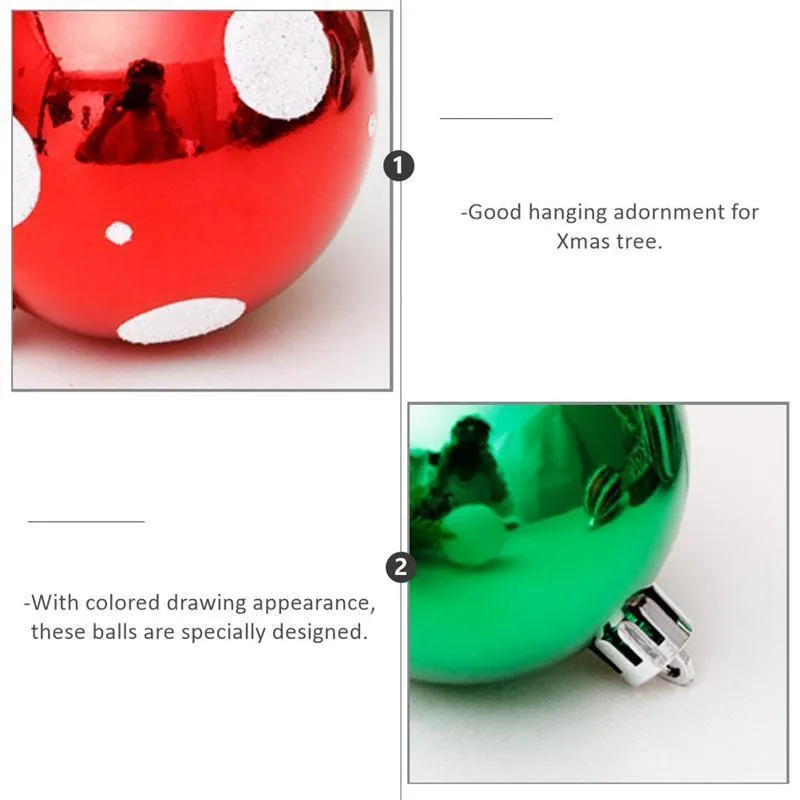 décoration d'arbre de Noël boule de dessin colorée décor à la maison vert + rouge 201127