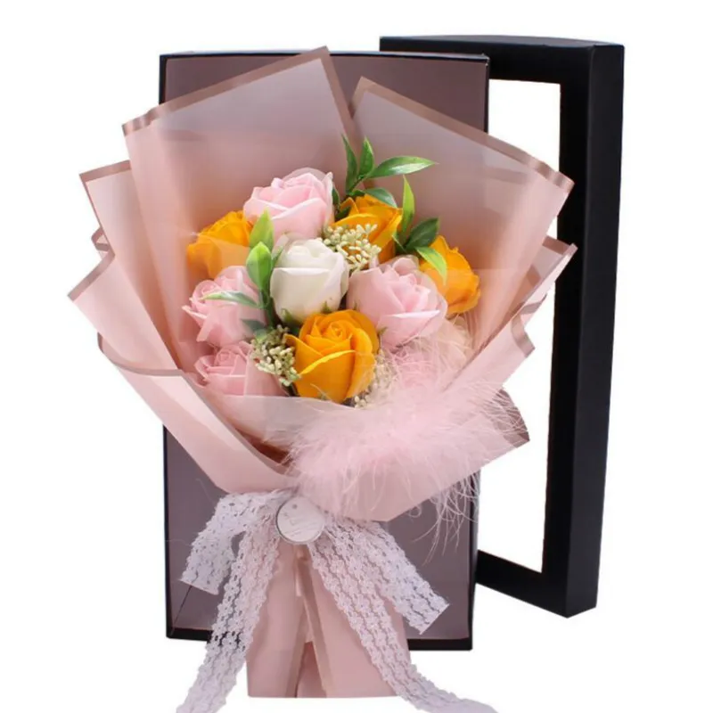 Handgemachte Kreative Seife Blumen Rose Bouquet Geschenk Box Simulation Dekorative Blume Valentinstag Geburtstag Decor280A