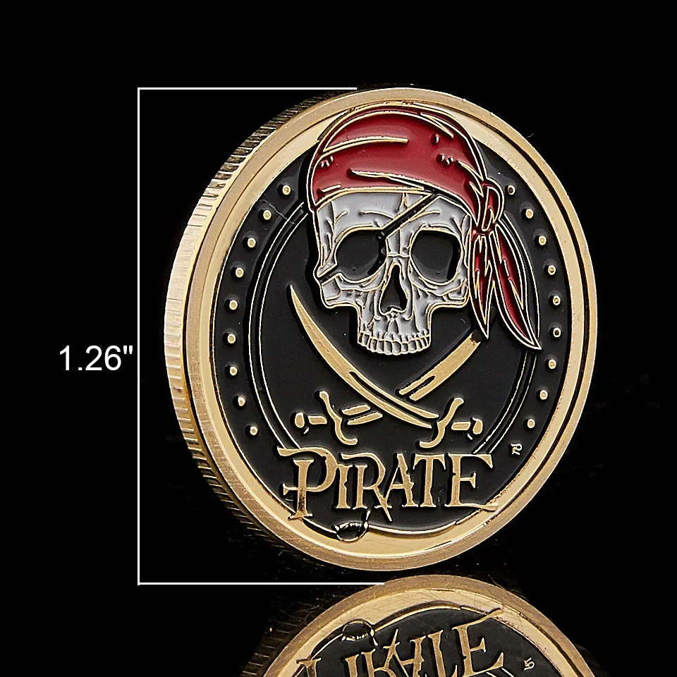Schedel Piratenschip Gouden Schat Munt Ambachtelijke Leeuw Van Zee Running Wild Collectible Vaule Badge2585978