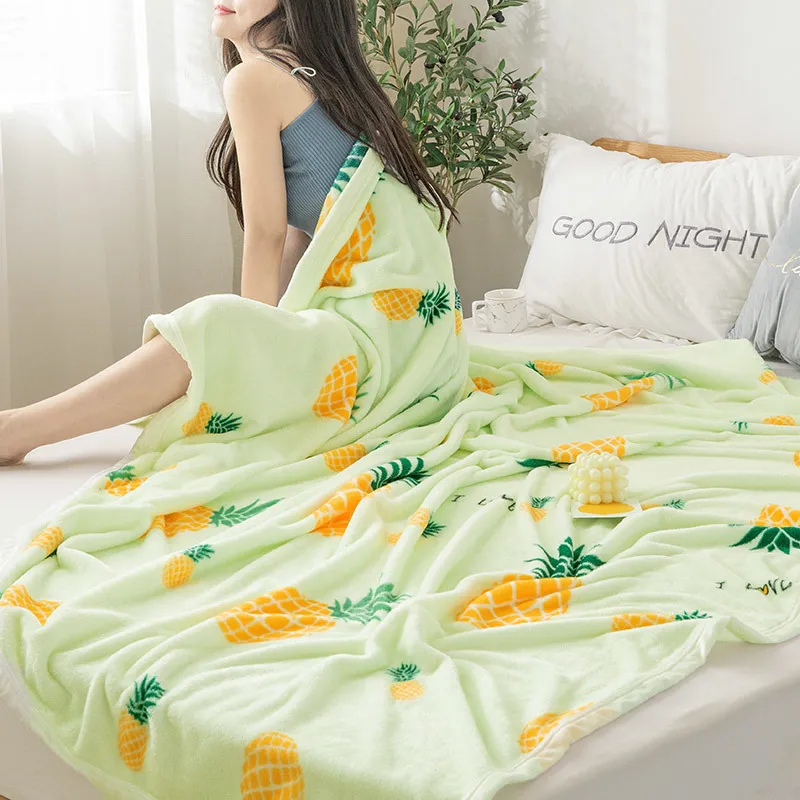 Ananas Couverture de couvre-lit en peluche épaisse de haute qualité 200x230 cm couverture de flanelle super douce haute densité pour le canapé-lit voiture 20113171