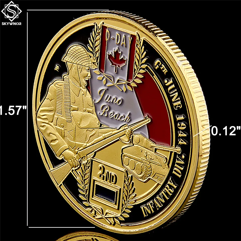 DayNormandy Juno Beach Military Craft Canadian 2rd Division Gold Plated 1oz Commemoration Collectible Coin Collectibles4840861