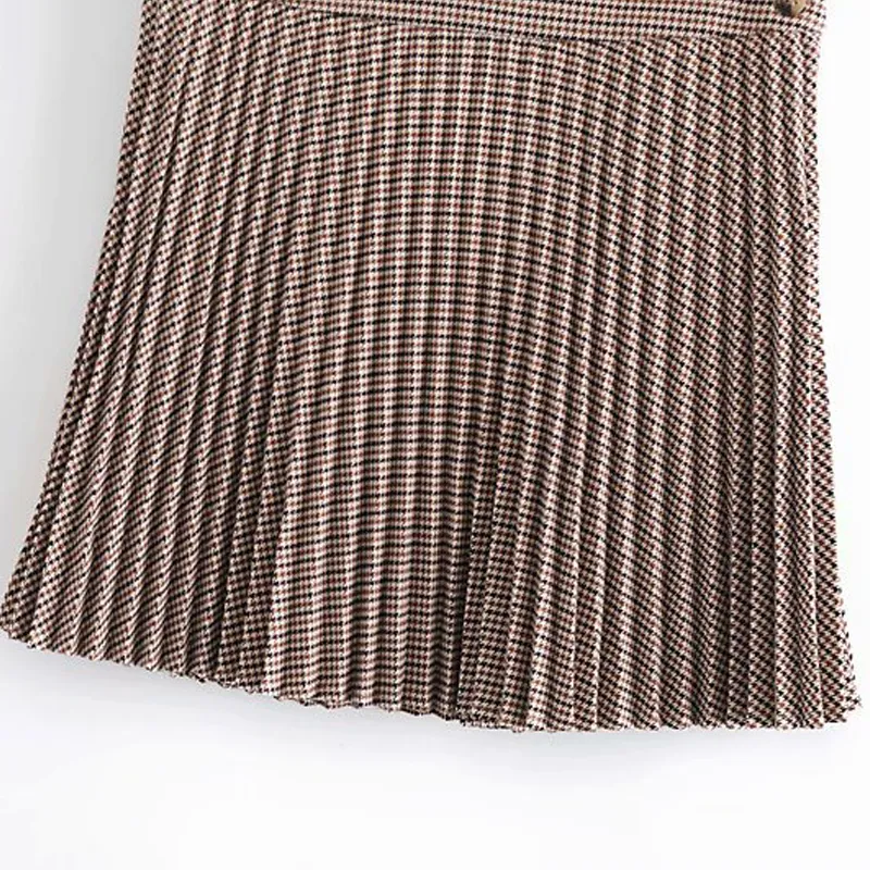 봄과 가을 여성 캐주얼 격자 무늬 스커트 높은 허리 pleated 미니 스커트 y1214