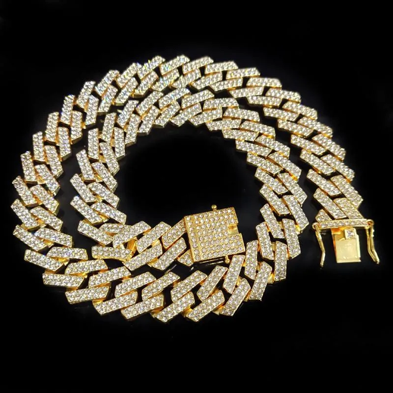 20mmメンヒップホップチェーンネックレスPave Rhinestone Male Hiphop Iced Out Bling Rhombus Cuban Chains Fashion Jewelry1234r