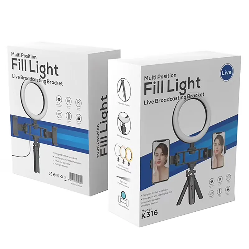 K316 Selfie Ring Fill Light Tripod Stand Dimmable Mobile Phone Video Makeup Fill Lamp K320 K315