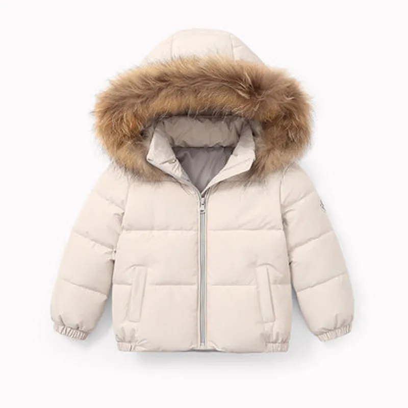 Inverno crianças casaco de pele gola com capuz crianças roupas bebê meninos meninas engrossado jaqueta y0912 2010221114043