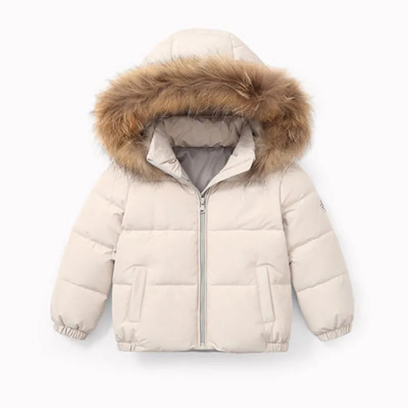 Winter Childrens jas Bontkraag Capuchon kinderkleding Baby Jongens Meisjes Verdikte Donsjack Y0912 2010222165748