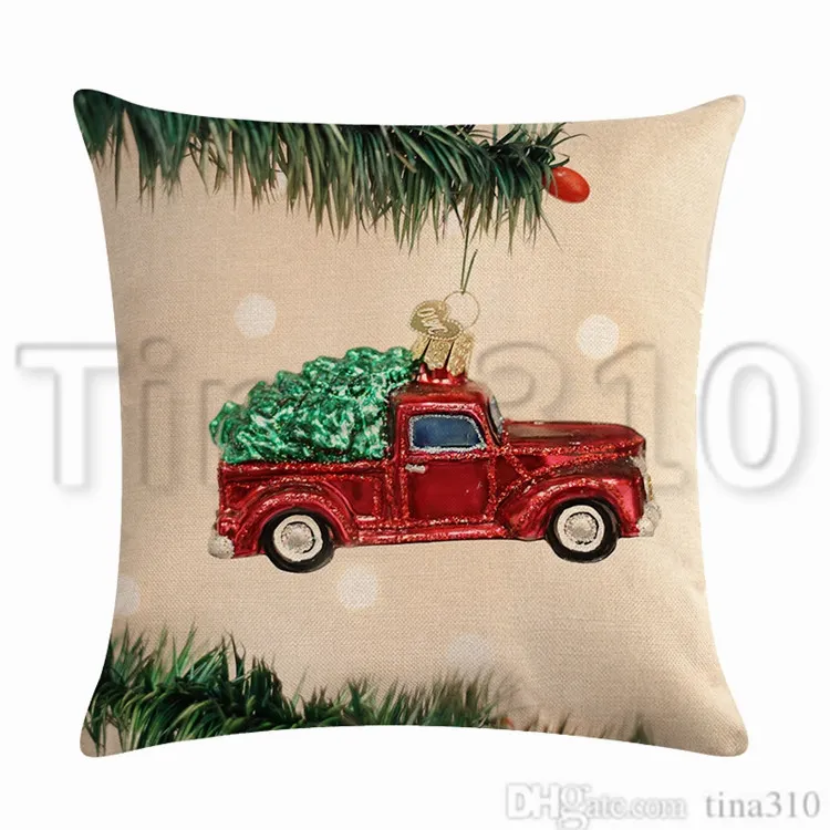 Kerstversiering rode pick-up kerstboom serie Kussensloop kussenhoes huishoudelijke goederen 45 45 cm T2I531041225447