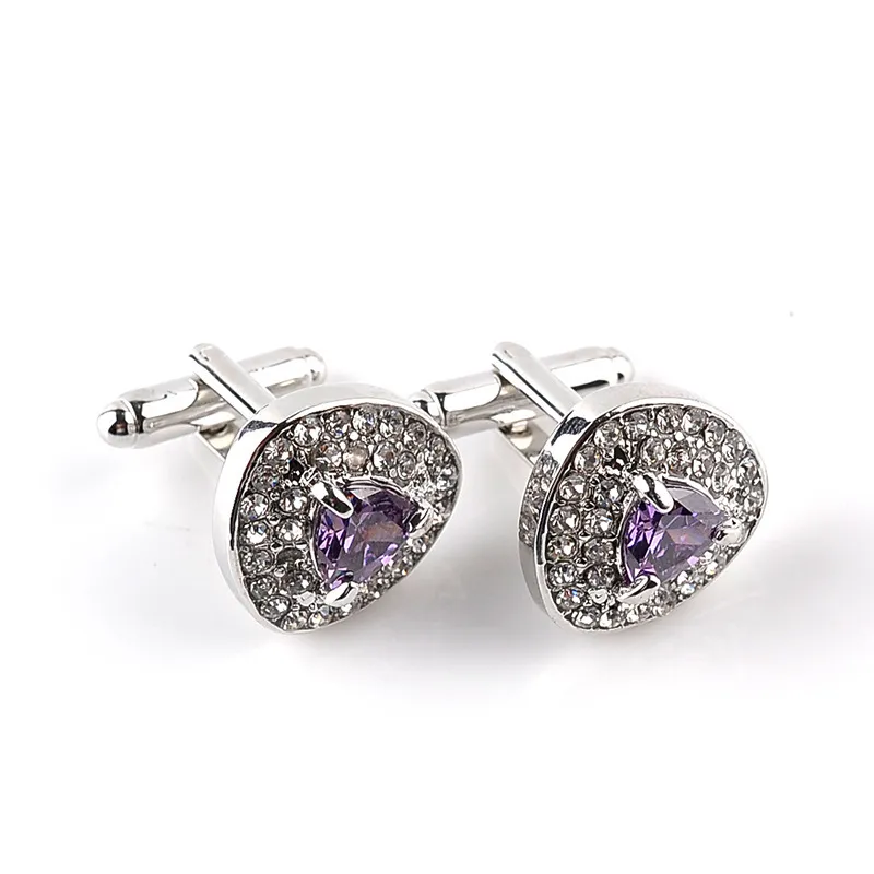 Noir violet formel affaires chemise zircon diamant boutons de manchette mariage boutons de manchette bouton mode bijoux volonté et sable