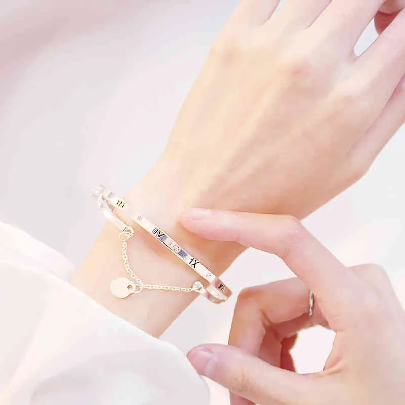 Bracelets en acier inoxydable or Rose pour femmes, bijoux à breloques en forme de cœur pour toujours, 296Q