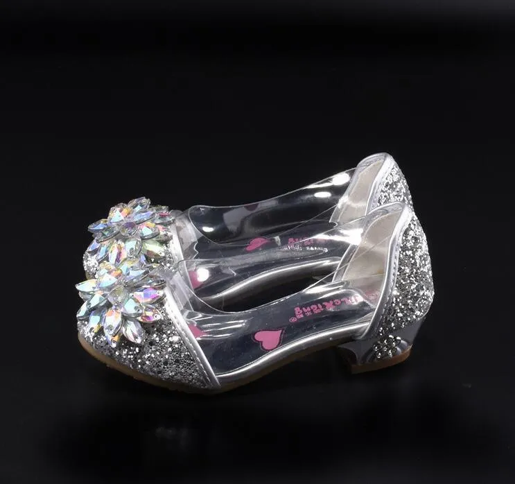 Mode Crystal Bright Diamond Lederen Schoenen Meisje Prinses Single Performance High Heels 220211