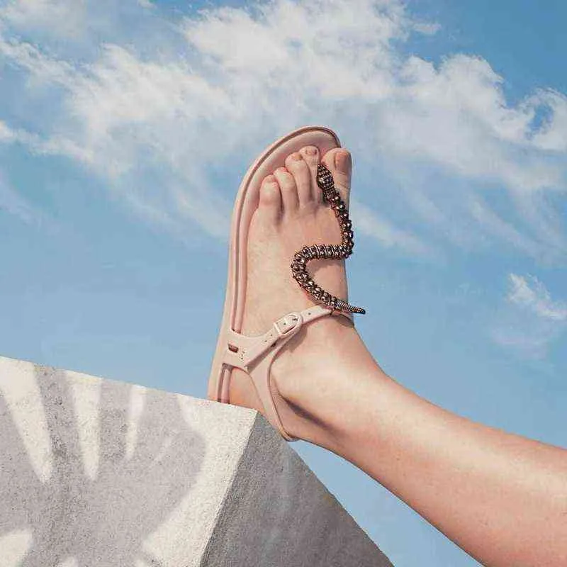 Sandalen Neue 2022 Melissa Brasilianische Gelee Schuhe Frauen Mode Flache S Schlange Stil Römische Mädchen Weibliche Strand Sandale Casual tragen SM084 220121