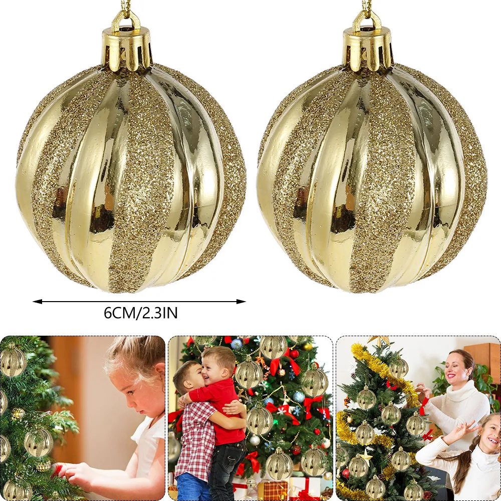 boules d'ornements de Noël 6cm arbre de Noël décoratif pour la maison bonne année cadeau boule décor Y201020