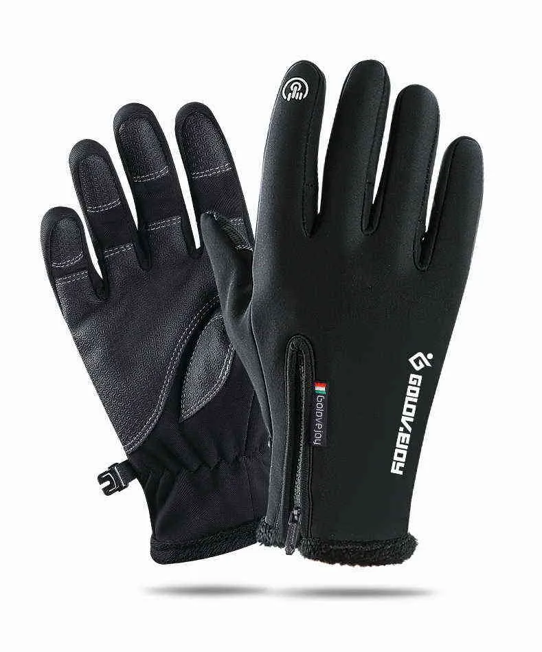 Men and Women Outdoor Waterproof Finger Exposed Touch Screen Winter Fleece Thermal Motorcycle Cycle Racing Skiing Gloves 220108223k