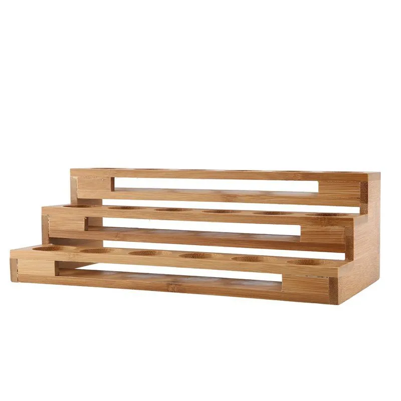 Bamboo 18 Holes Essential Oil Display Wooden Stand Rack Perfume Nail Polish Storage Tray Aromatherapy Organizer C01169383063