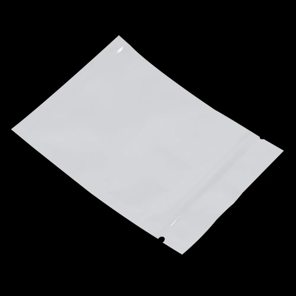 biała aluminiowa folia ziplock paczka żywnościowa torba do pieczęci zamek błyskawicy Mylar Foil Bag na cukierki Dookies Opakowanie herbaty 201021261y