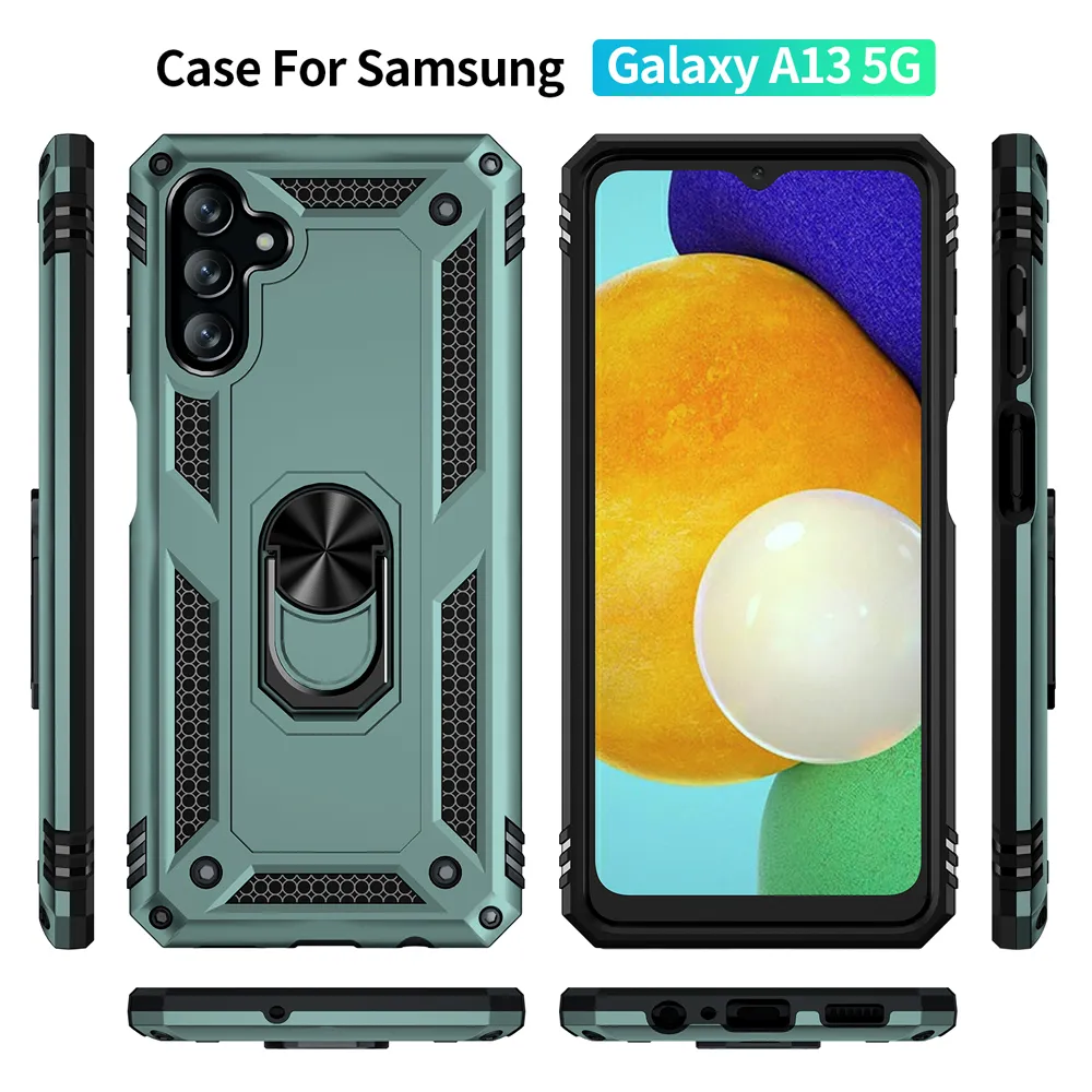 頑丈なアーマーTPUバンパーリングスタンドSamsung Galaxy A13 5G 6.5インチバックカバーCoque Fundas PCシェルハウジング用の衝撃プルーフケース