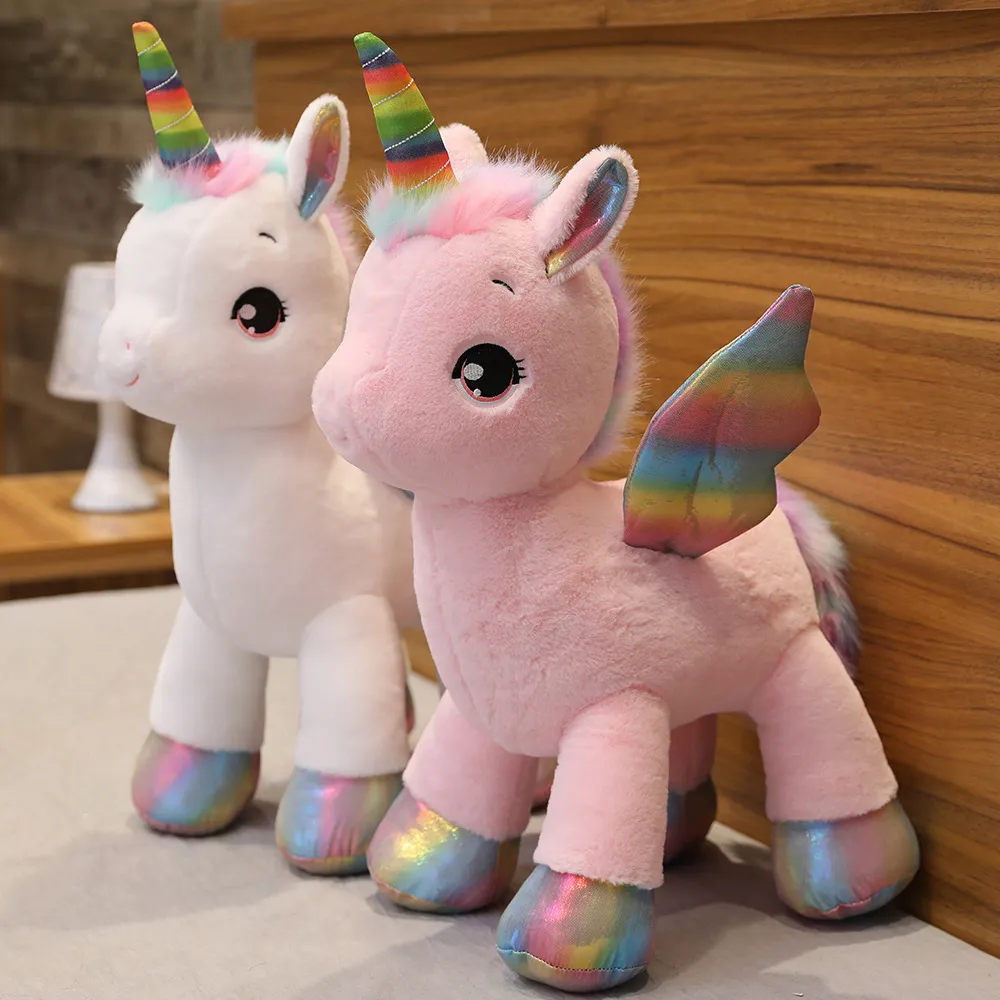 4080 cm Giant Kawaii Rainbow Unicorn Plush Toys Gevulde Unicornio Soft Pillow Dolls Mooi dierenpaarden Gift voor kinderen Childgirls9813880