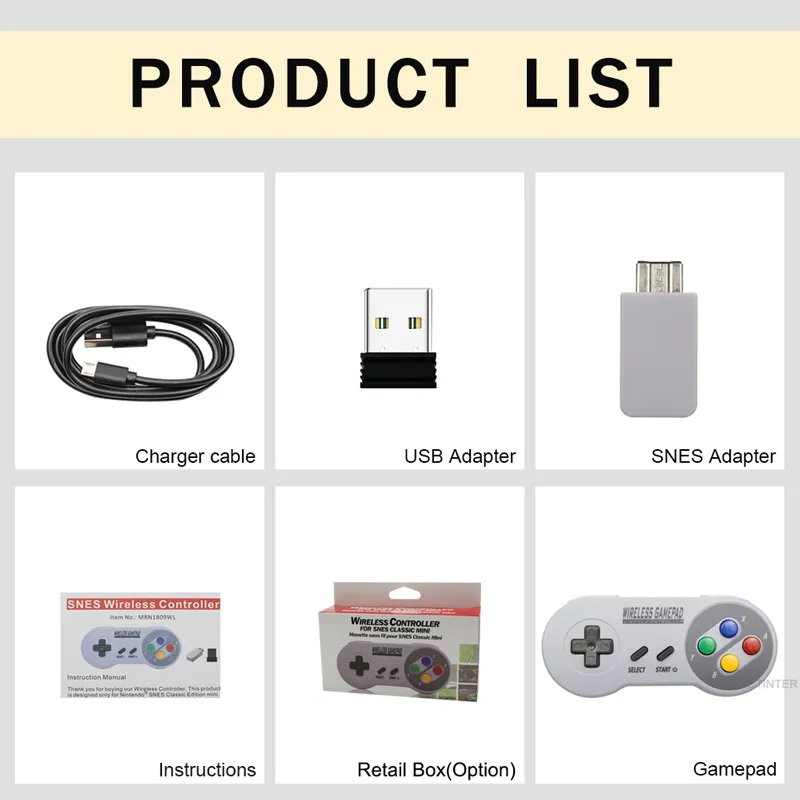 Беспроводные геймпады 24 ГГц джойстика Joypad Joystick Controller для Switch SNES Super Nintendo Classic Mini Console Remote Q01043624634