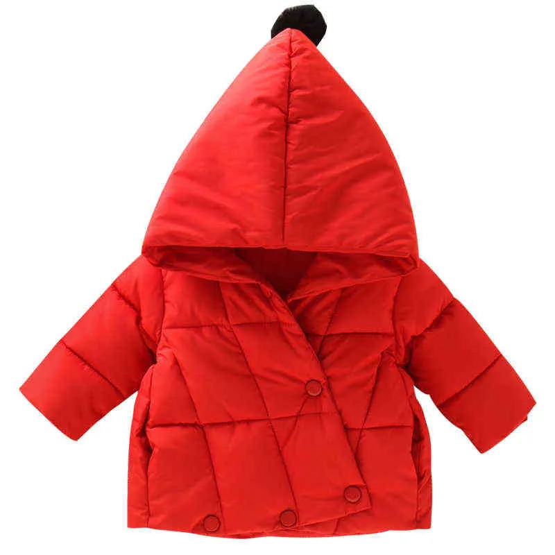 Girls' Plush jacket cotton hood coat autumn and winter baby long sleeve thickened Hooded Coat 211222