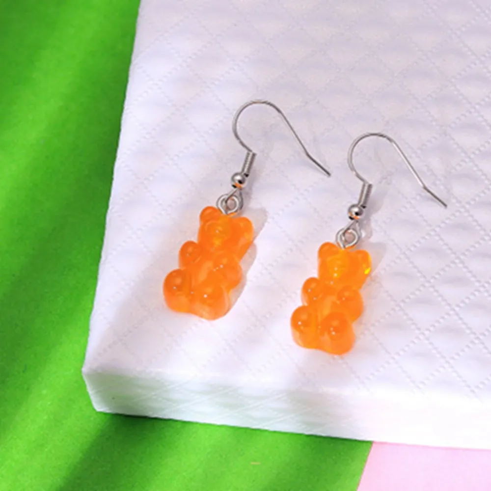 10 Paar set Creatieve Schattige Mini Gummy Bear Oorbellen Minimalisme Cartoon Ontwerp Vrouwelijke Oorhaken Danglers Sieraden Gift232x